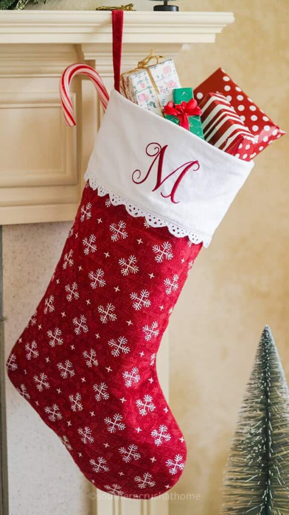 Monogrammed M stocking