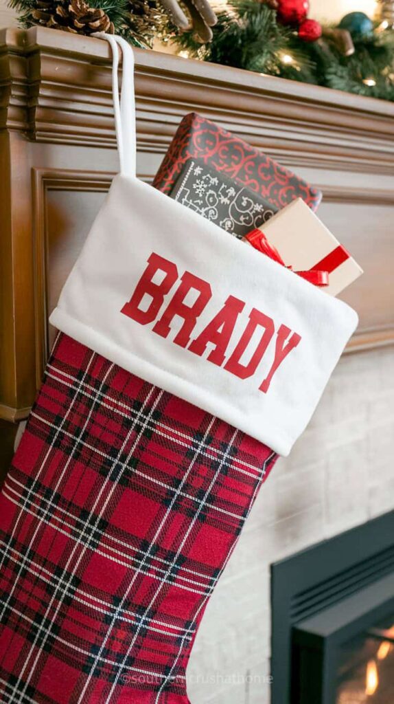 Brady on a stocking in vinyl