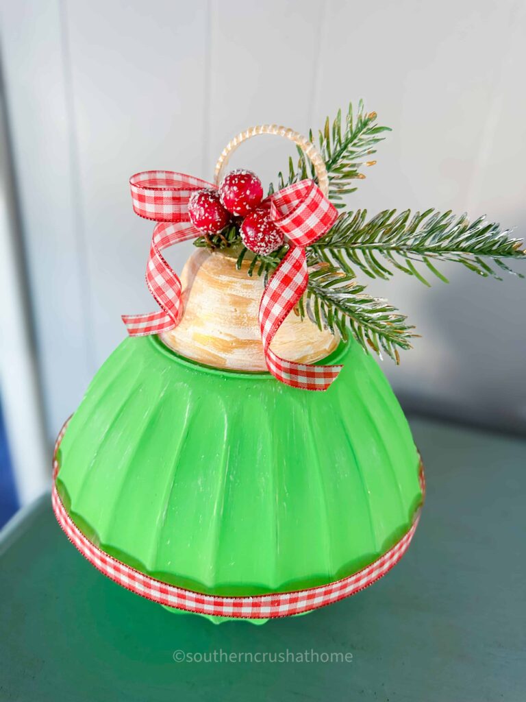 Jadeite Dollar Tree Christmas Bowl Ornament top view