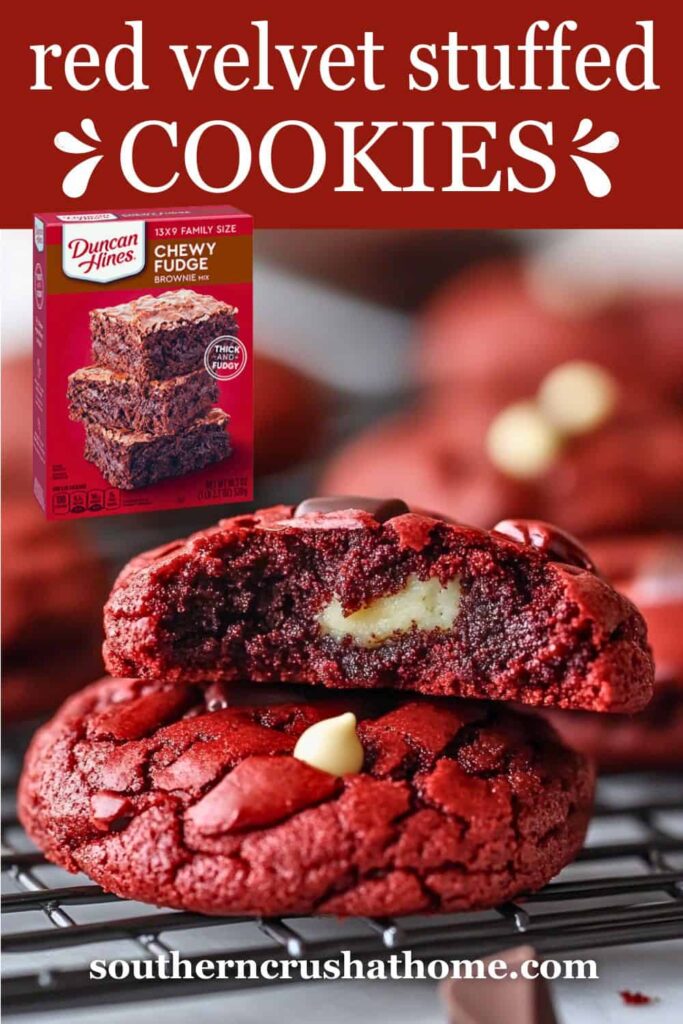 Red Velvet Cookies Stuffed with Brownie Mix