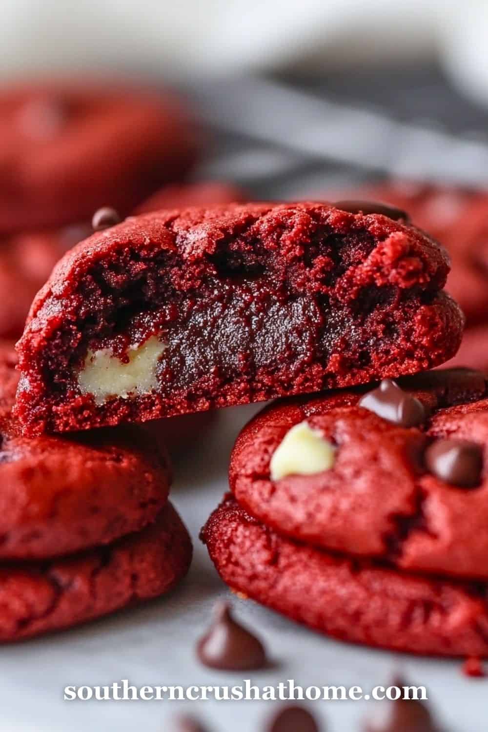 Red Velvet Cookies Stuffed with Brownie Mix