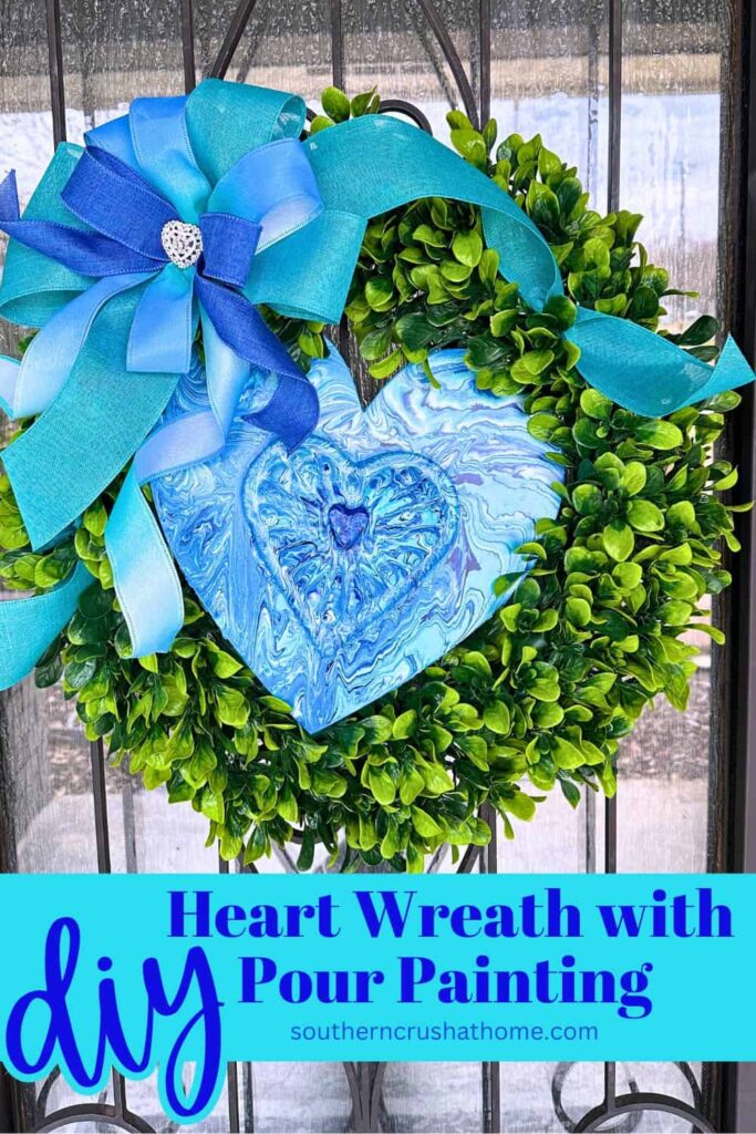 Blue Heart Wreath with Pour Painting PIN 