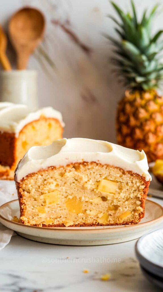 up close view of pineapple bread slice