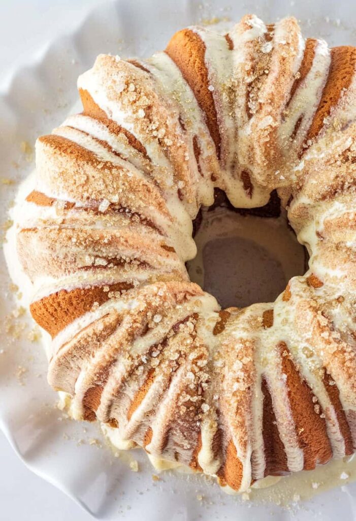 Snickerdoodle Bundt Cake overhead view