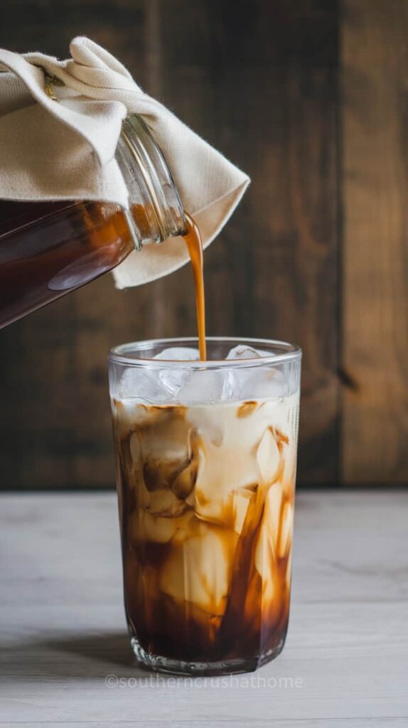 straining cold brew coffee