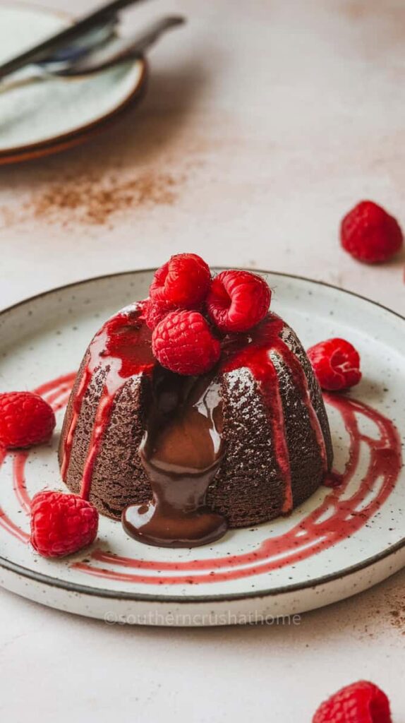 Chocolate Lava Cake with Raspberries