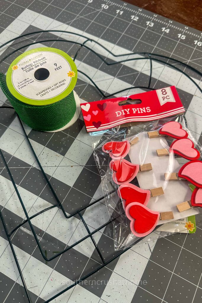 supplies for a heart wreath