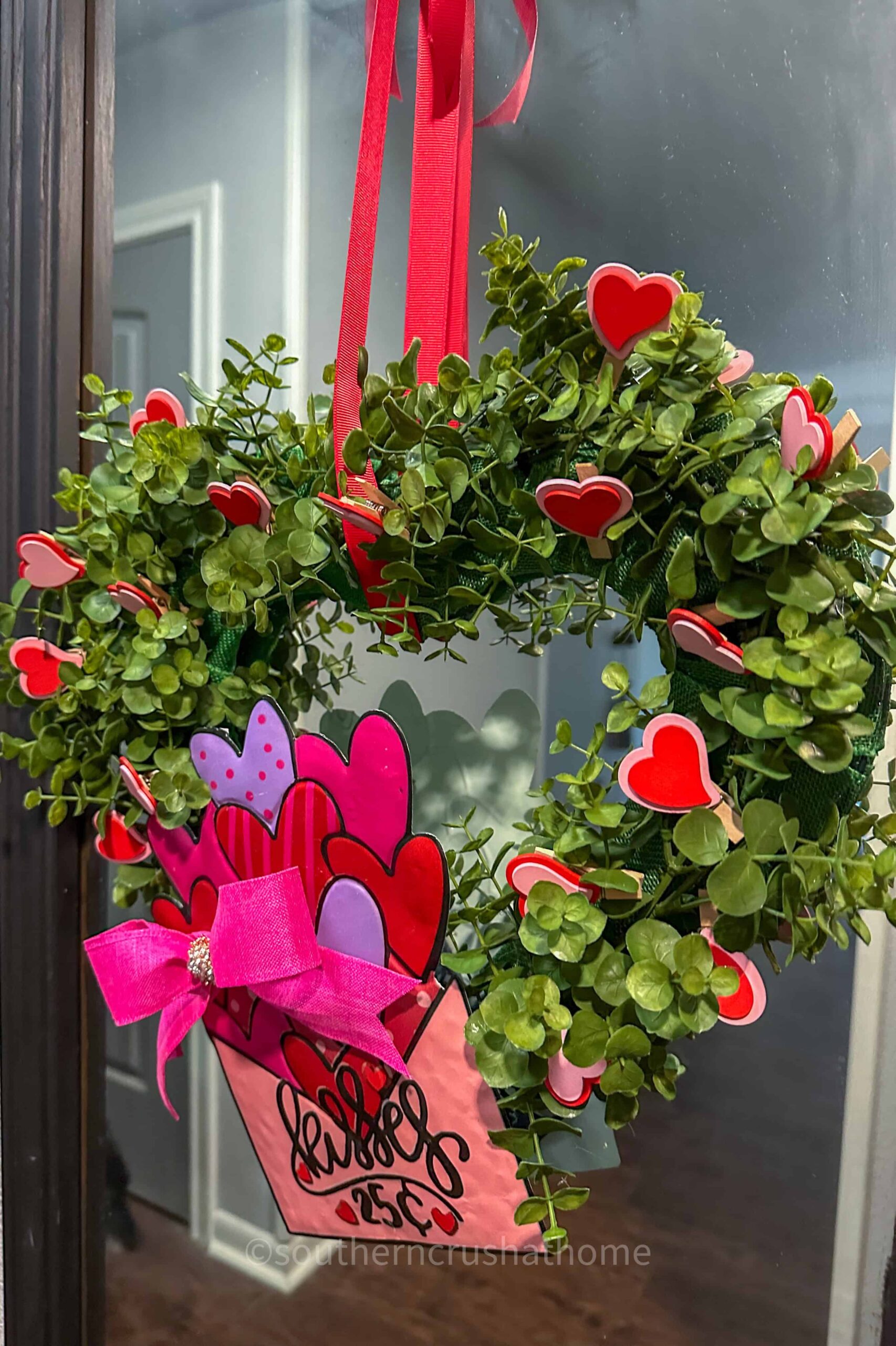 side view of valentine's heart wreath