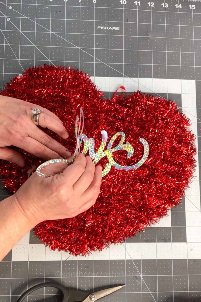 removing lettering from Dollar Tree heart decor