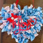 finished rag wreath with fabric scraps