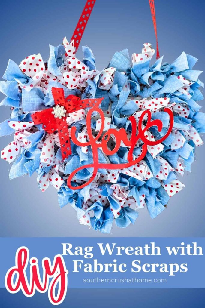 Dollar Tree Rag Wreath with Fabric Scraps PIN