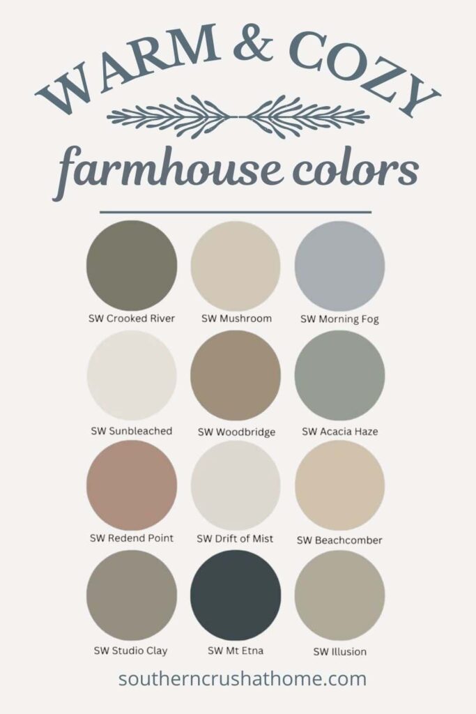 warm & cozy farmhouse colors palette